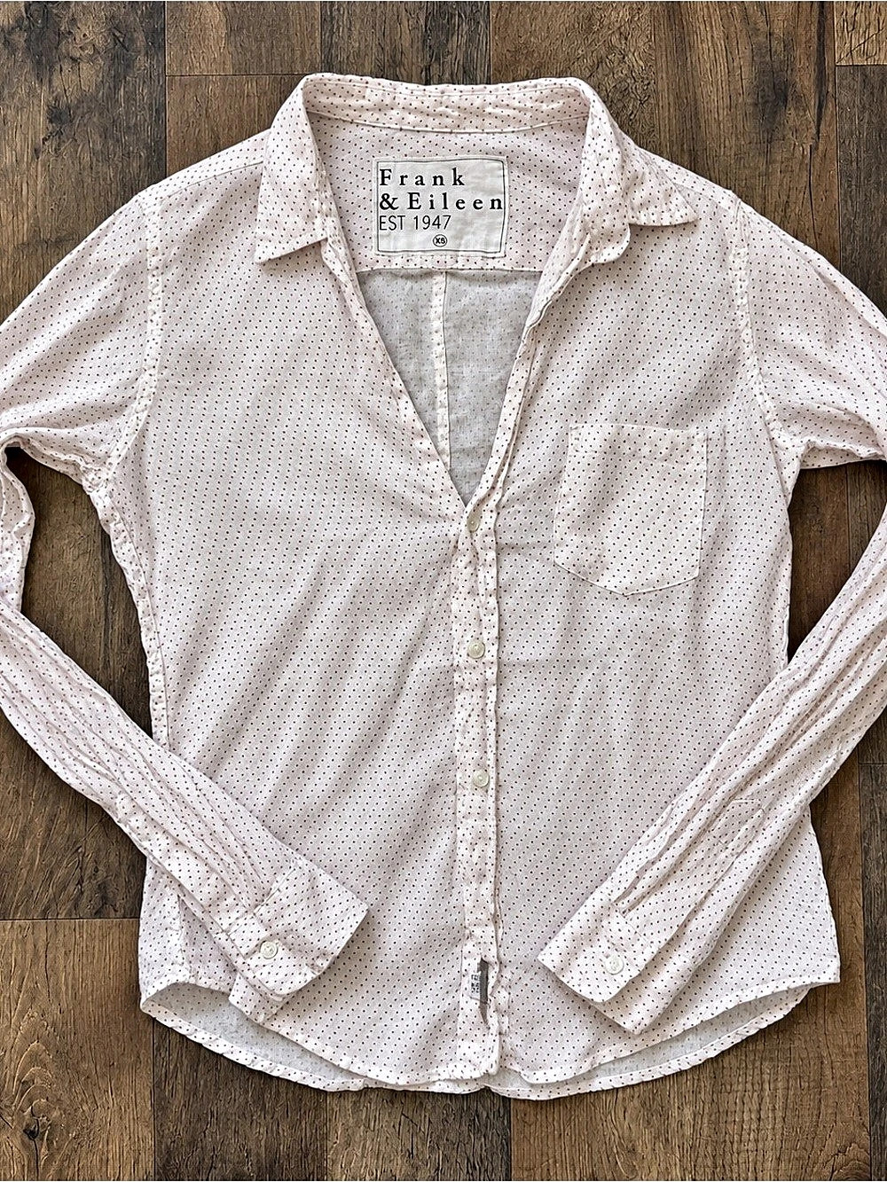 Frank & Eileen Barry Button-Up Shirt Women's Linen Polka Dot XS